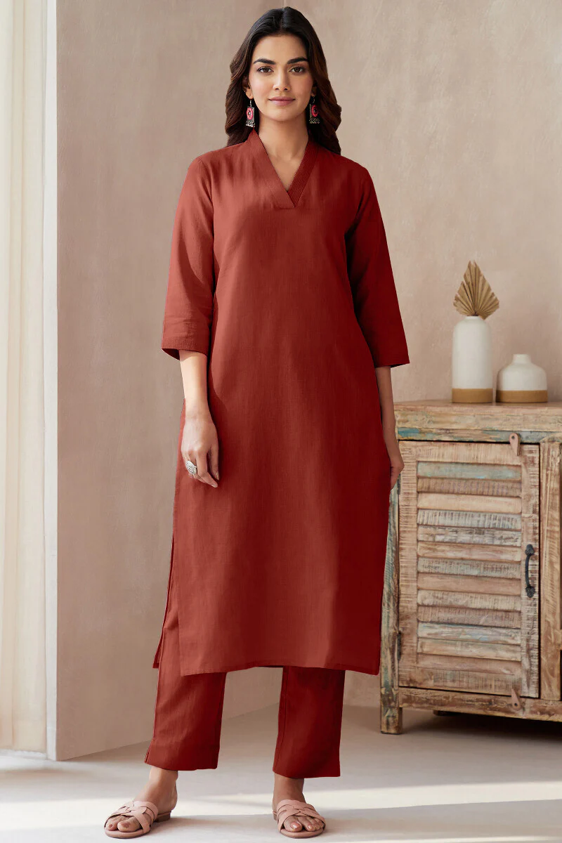 Roza Brick Red Kurta - Image 2