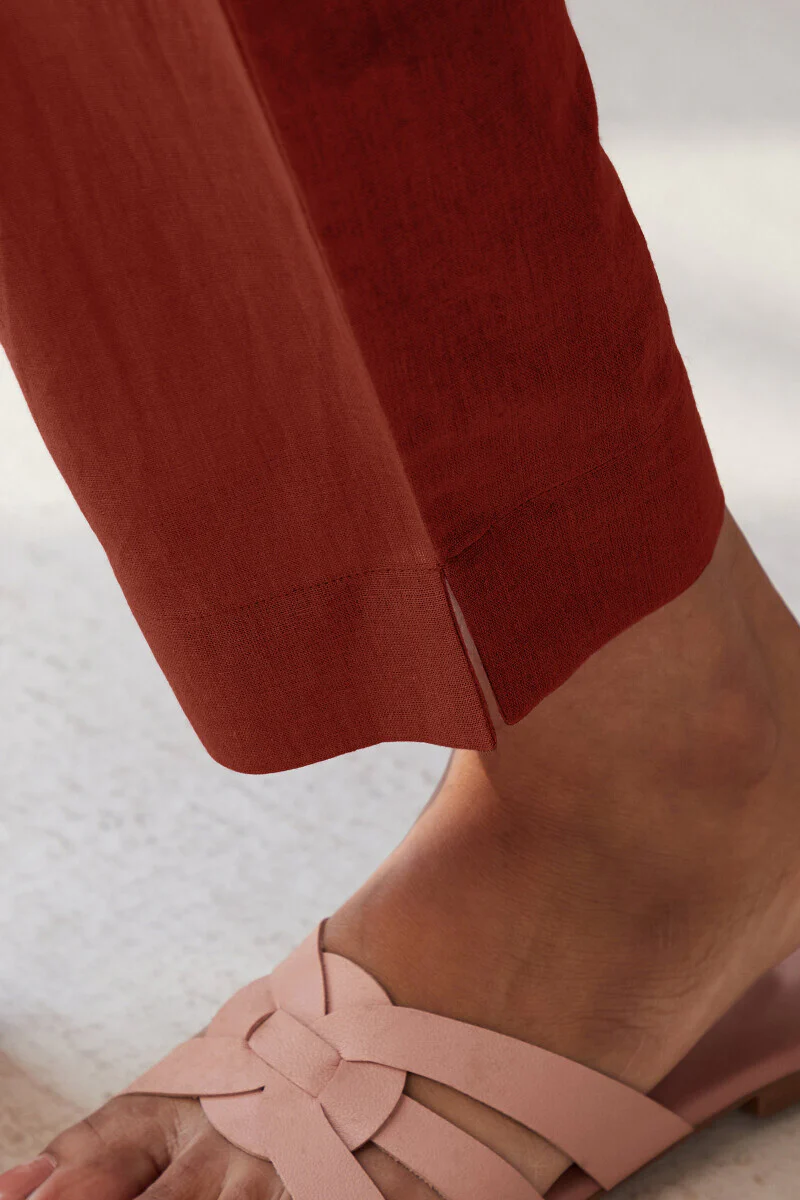 Roza Brick Red Narrow Pants - Image 2