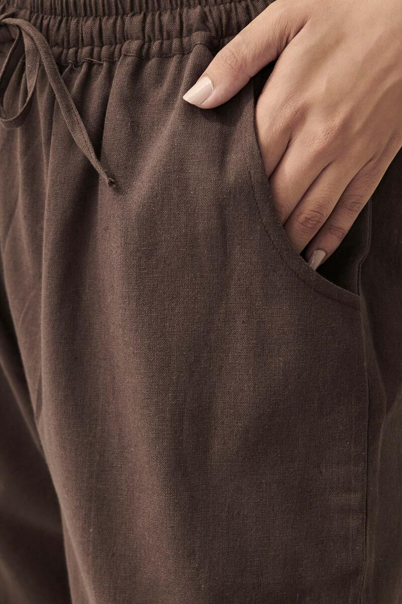 Roza Brown Flax Cotton Pants - Image 2