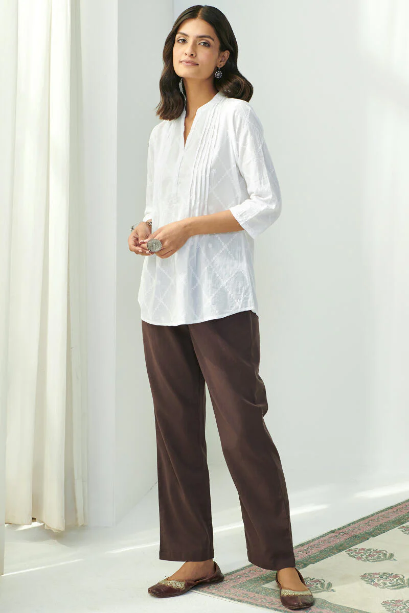 Roza Brown Flax Cotton Pants - Image 3