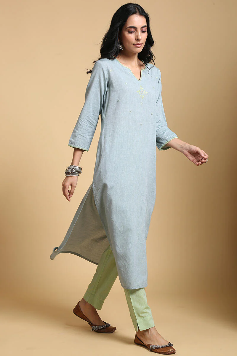 Roza Gauhar Sage Green Kurta - Image 2