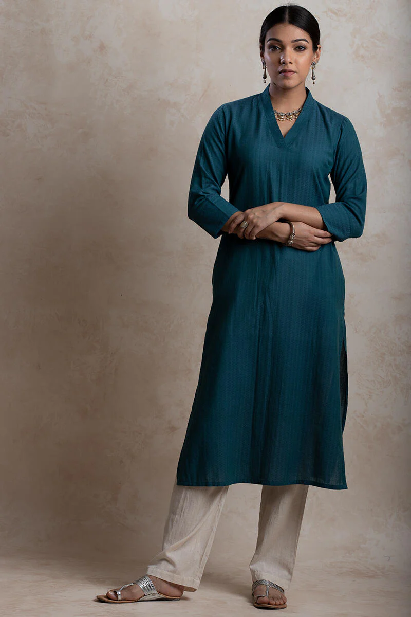 Roza Handloom Blue Kurta - Image 2
