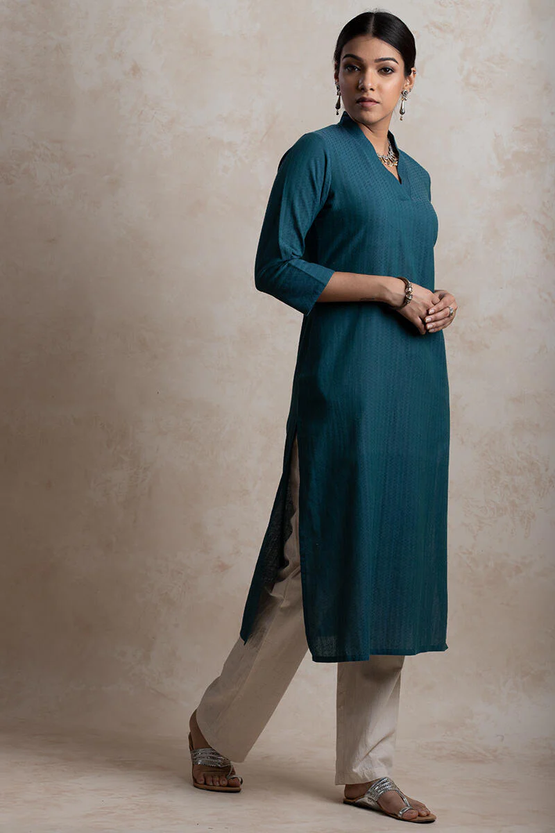 Roza Handloom Blue Kurta - Image 3
