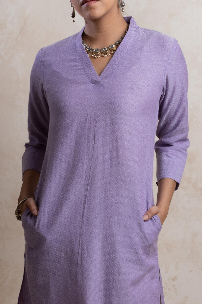 Roza Handloom Lavender Kurta - Image 5
