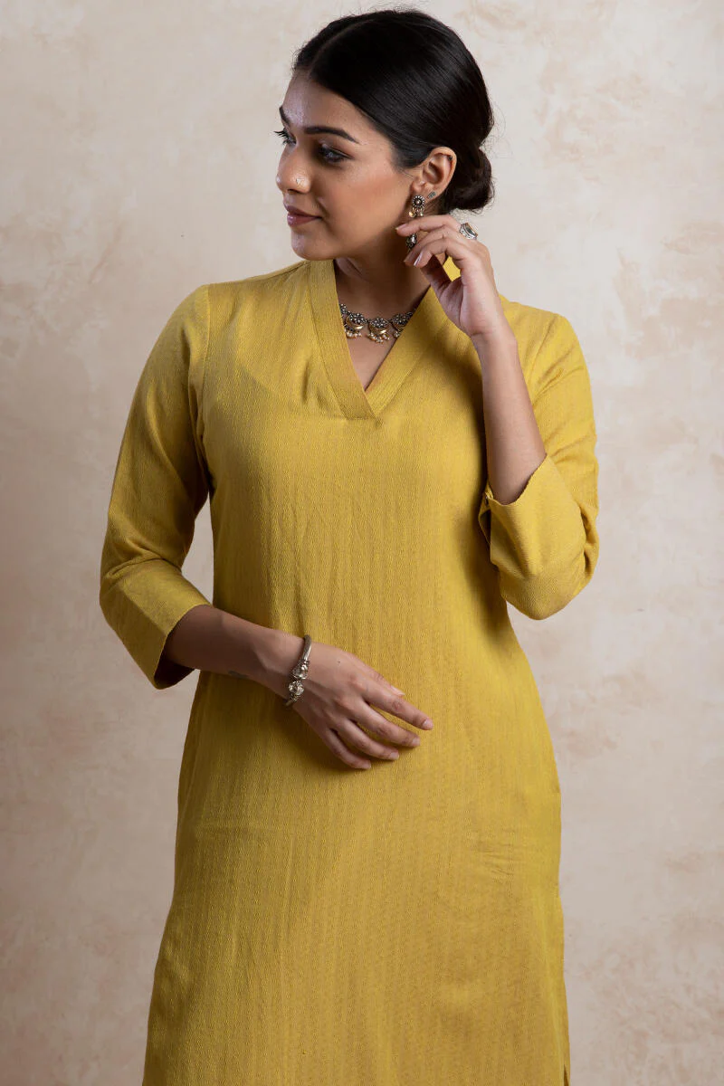 Roza Handloom Mustard Kurta