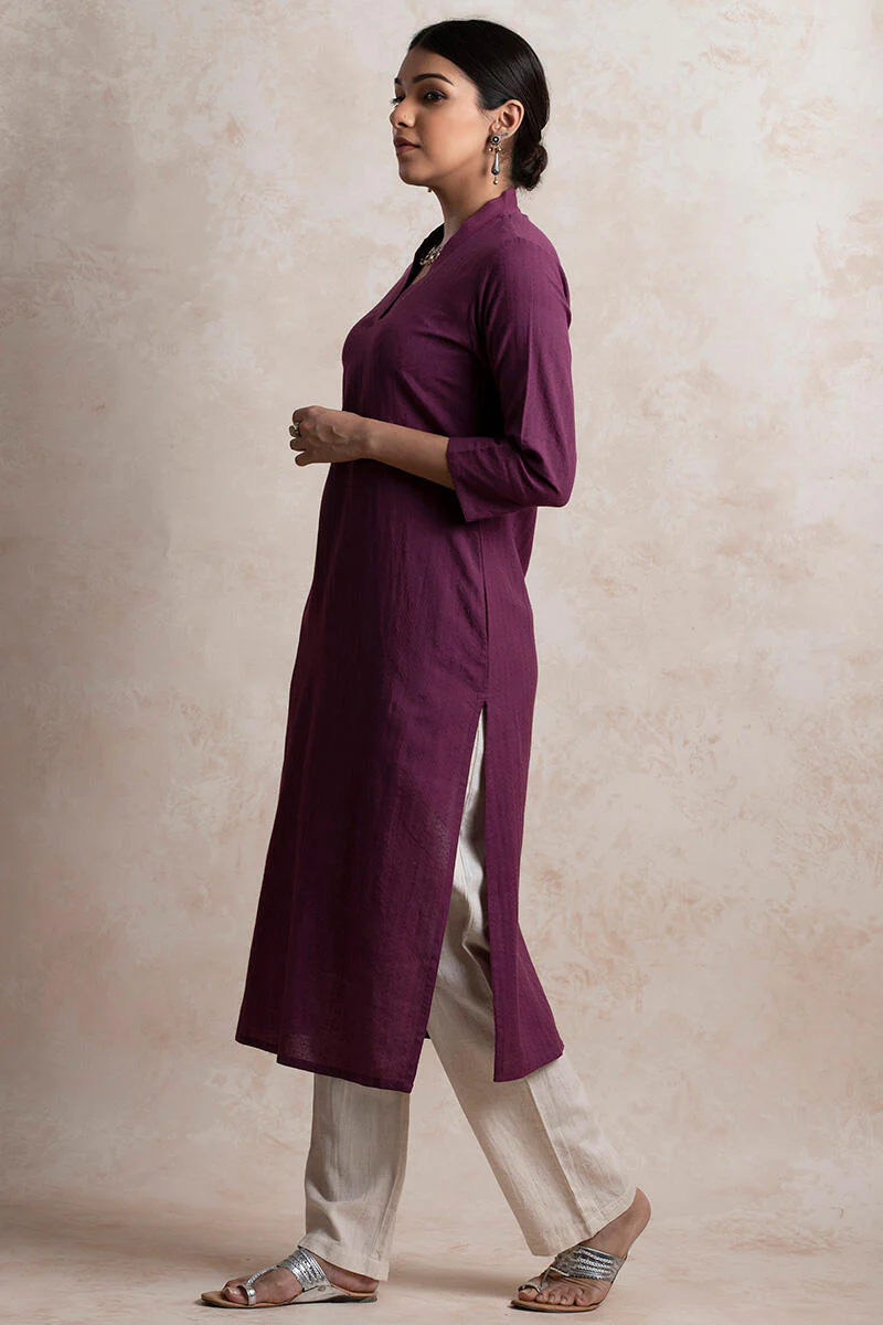 Roza Handloom Wine Kurta - Image 3