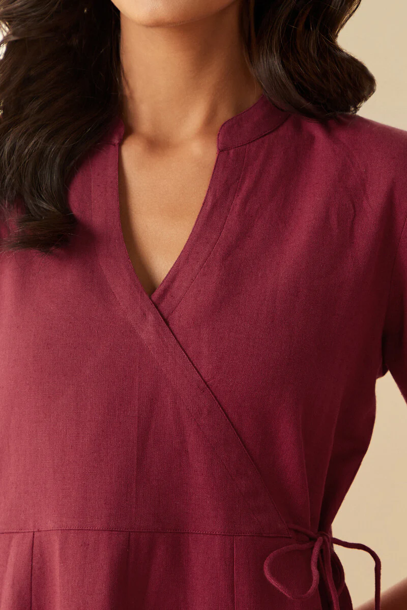 Roza Inara Maroon Dress - Image 2