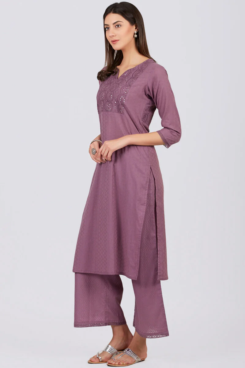 Roza Jahan Mauve Kurta - Image 3