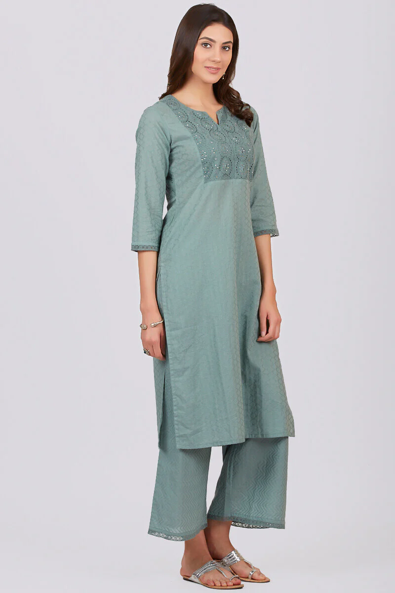 Roza Jahan Slate Green Kurta - Image 2