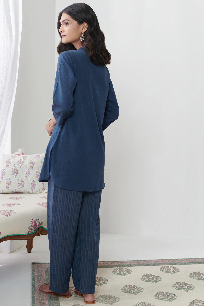 Roza Jannat Blue Handloom Loungewear Set - Image 6