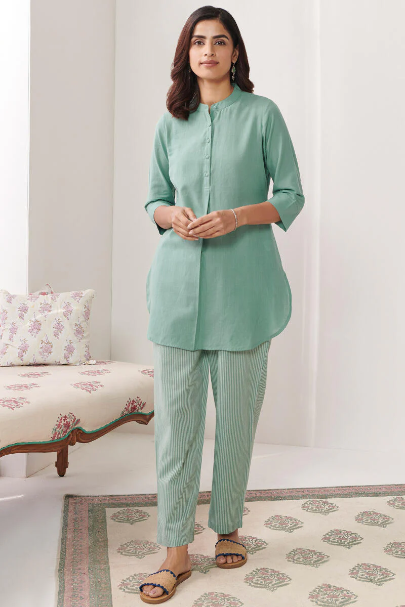 Roza Jannat Green Handloom Loungewear Set - Image 3