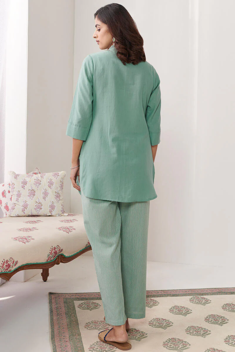 Roza Jannat Green Handloom Loungewear Set - Image 6