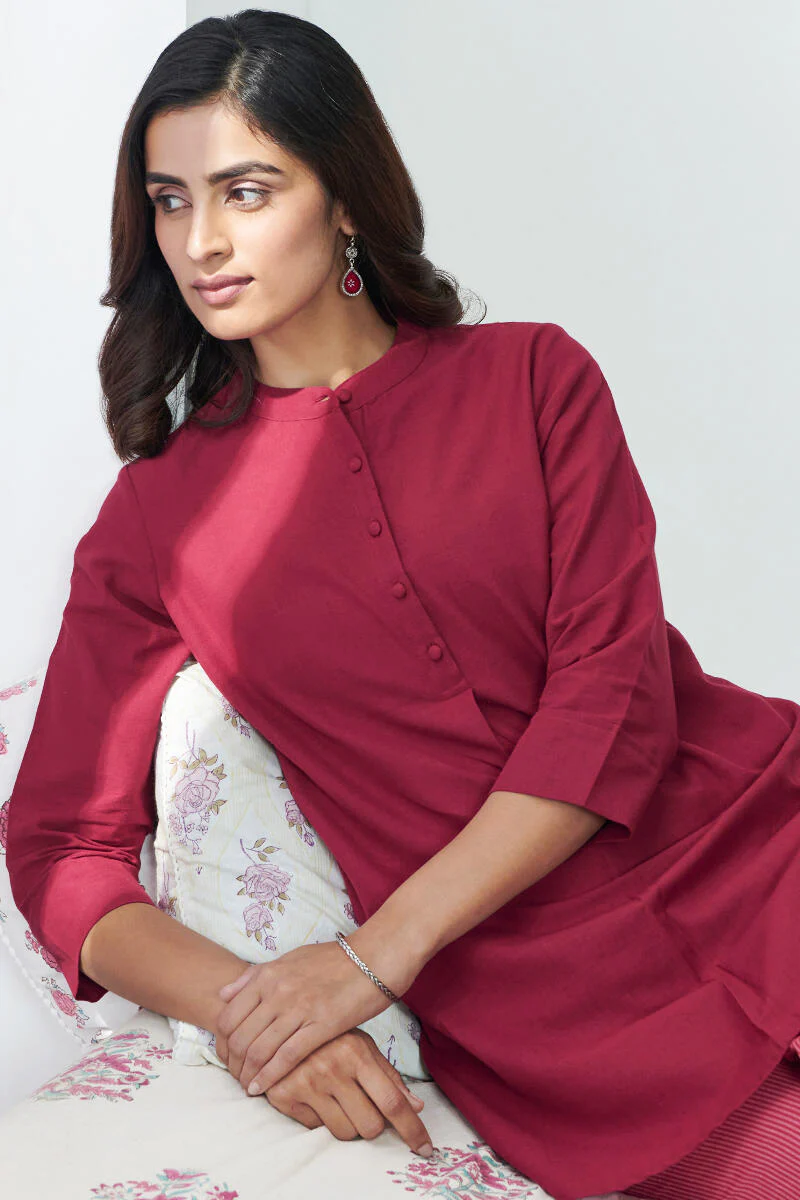 Roza Jannat Maroon Handloom Loungewear Set - Image 5
