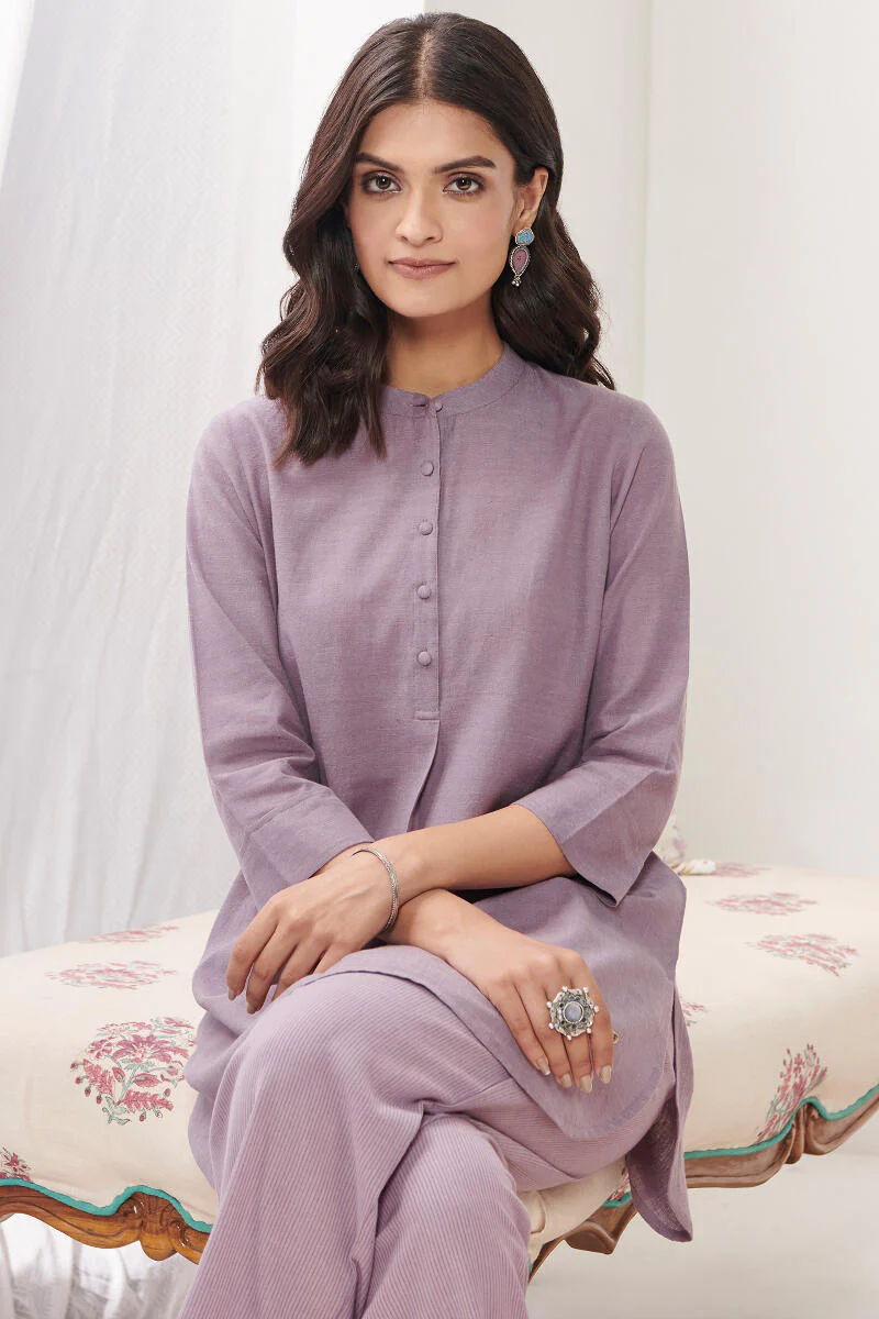 Roza Jannat Purple Handloom Loungewear Set - Image 5