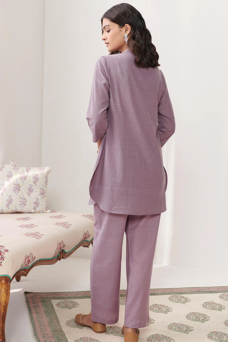 Roza Jannat Purple Handloom Loungewear Set - Image 7