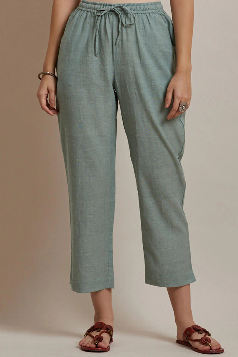Roza Jiya Green Handloom Pants