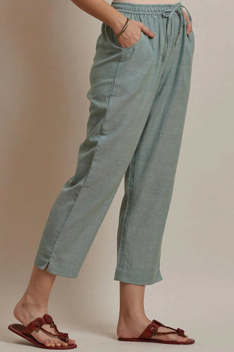 Roza Jiya Green Handloom Pants - Image 2