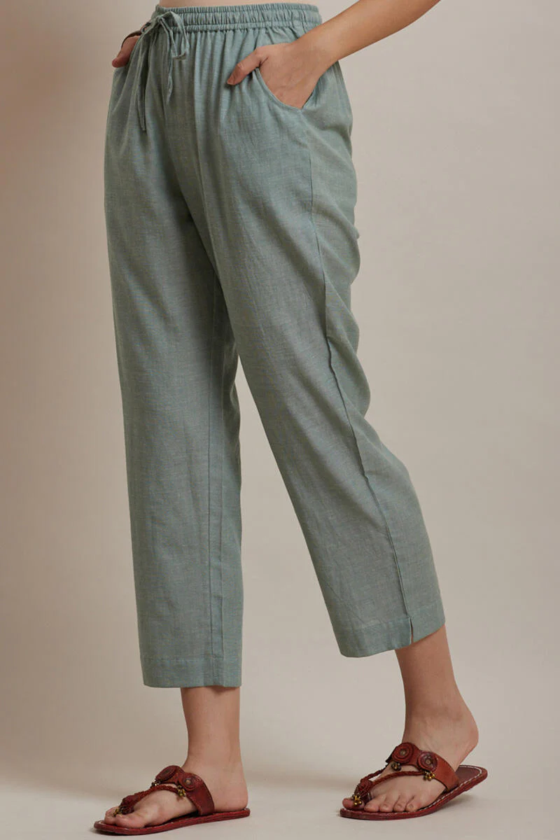 Roza Jiya Green Handloom Pants - Image 3