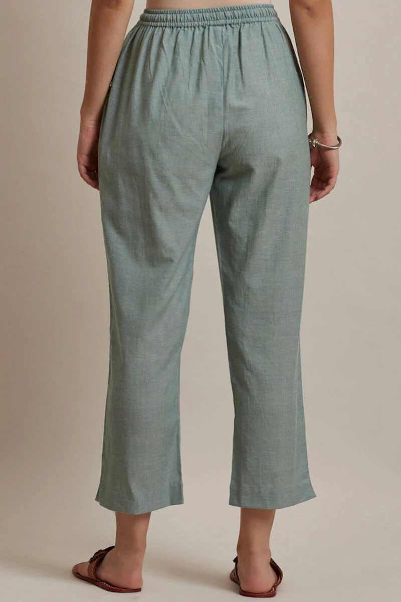 Roza Jiya Green Handloom Pants - Image 4