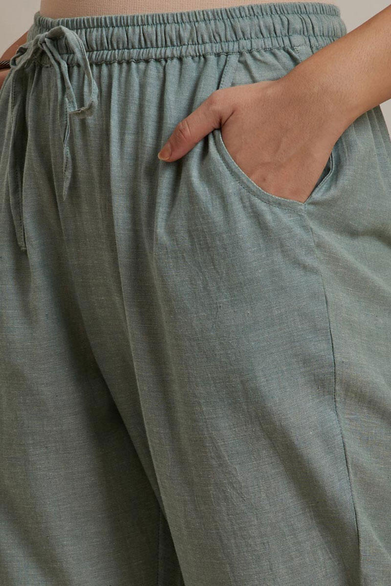 Roza Jiya Green Handloom Pants - Image 5