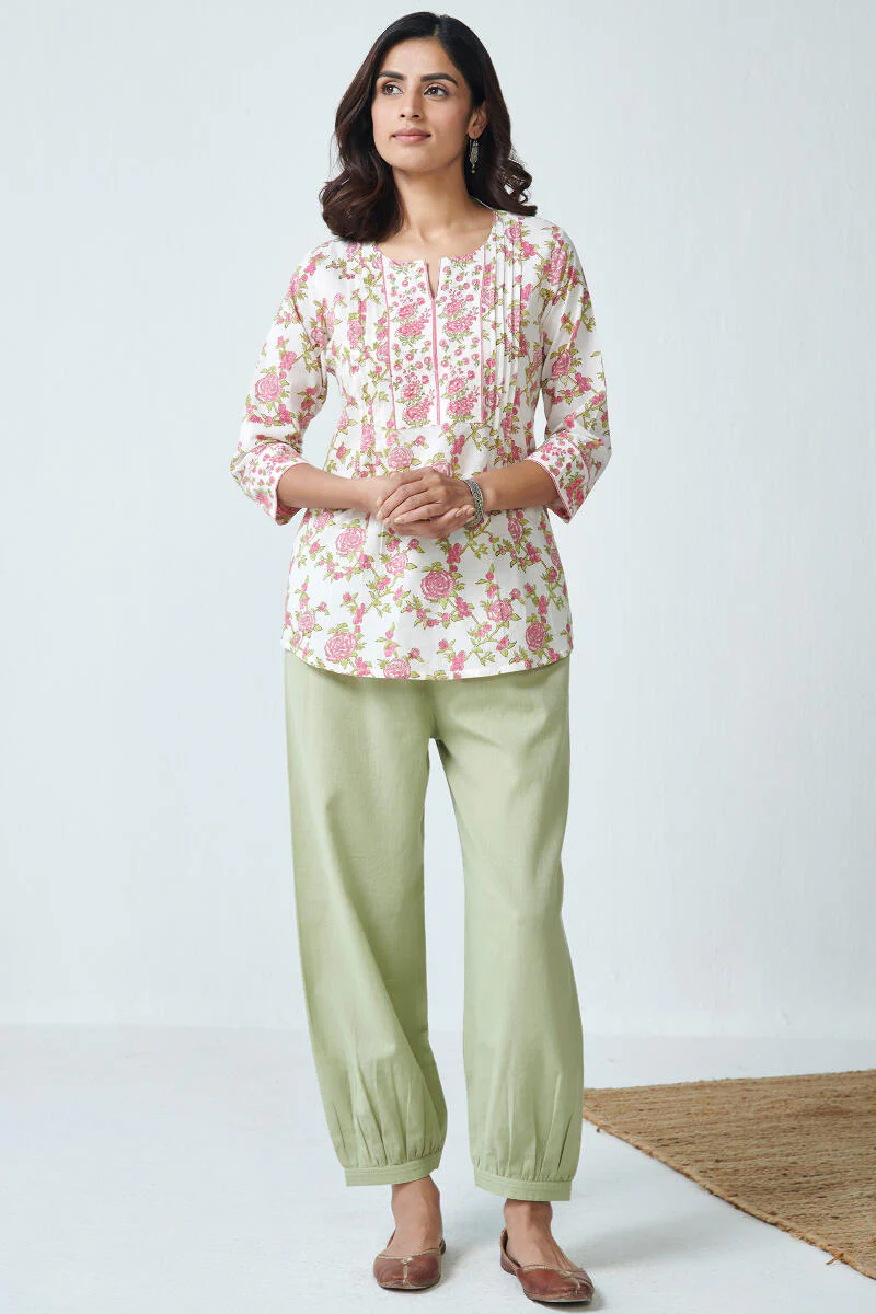 Roza Light Green Flex Cotton Izhaar Pants - Image 3
