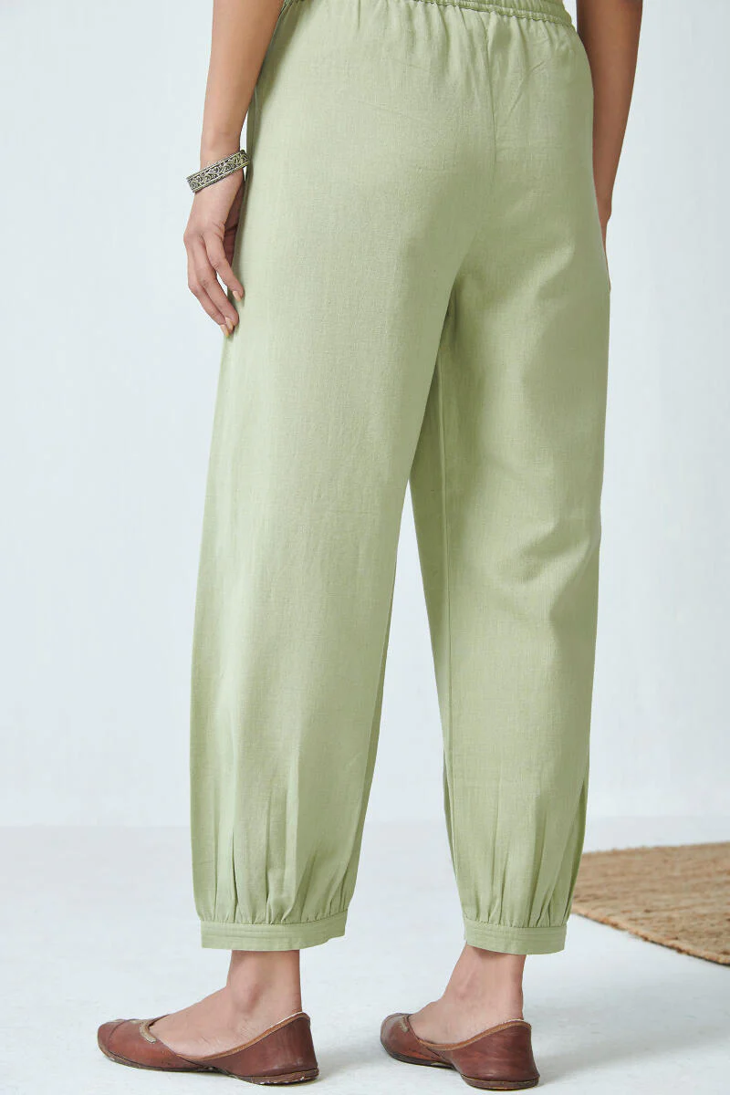Roza Light Green Flex Cotton Izhaar Pants - Image 4