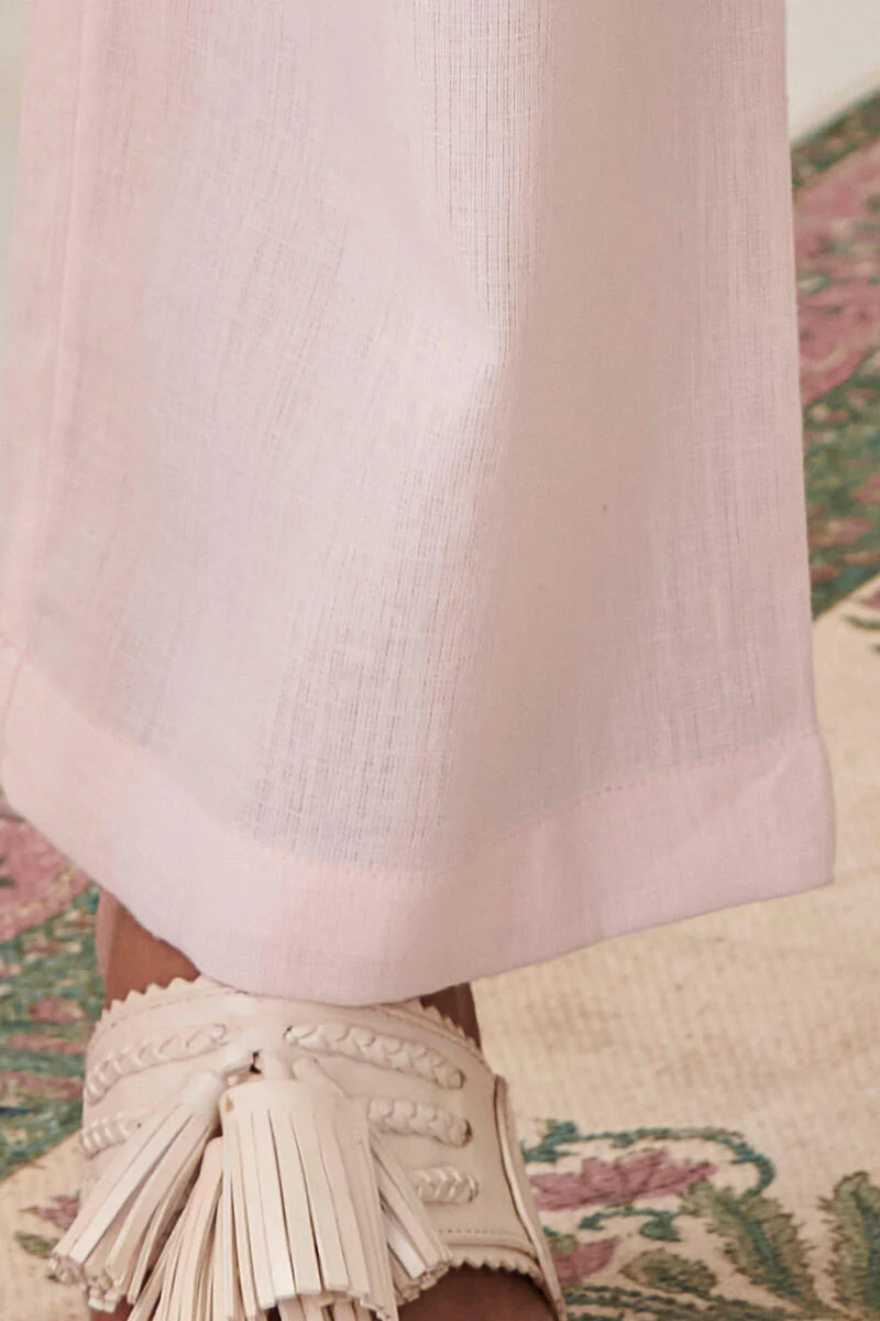Roza Light Pink Flax Cotton Pants - Image 4