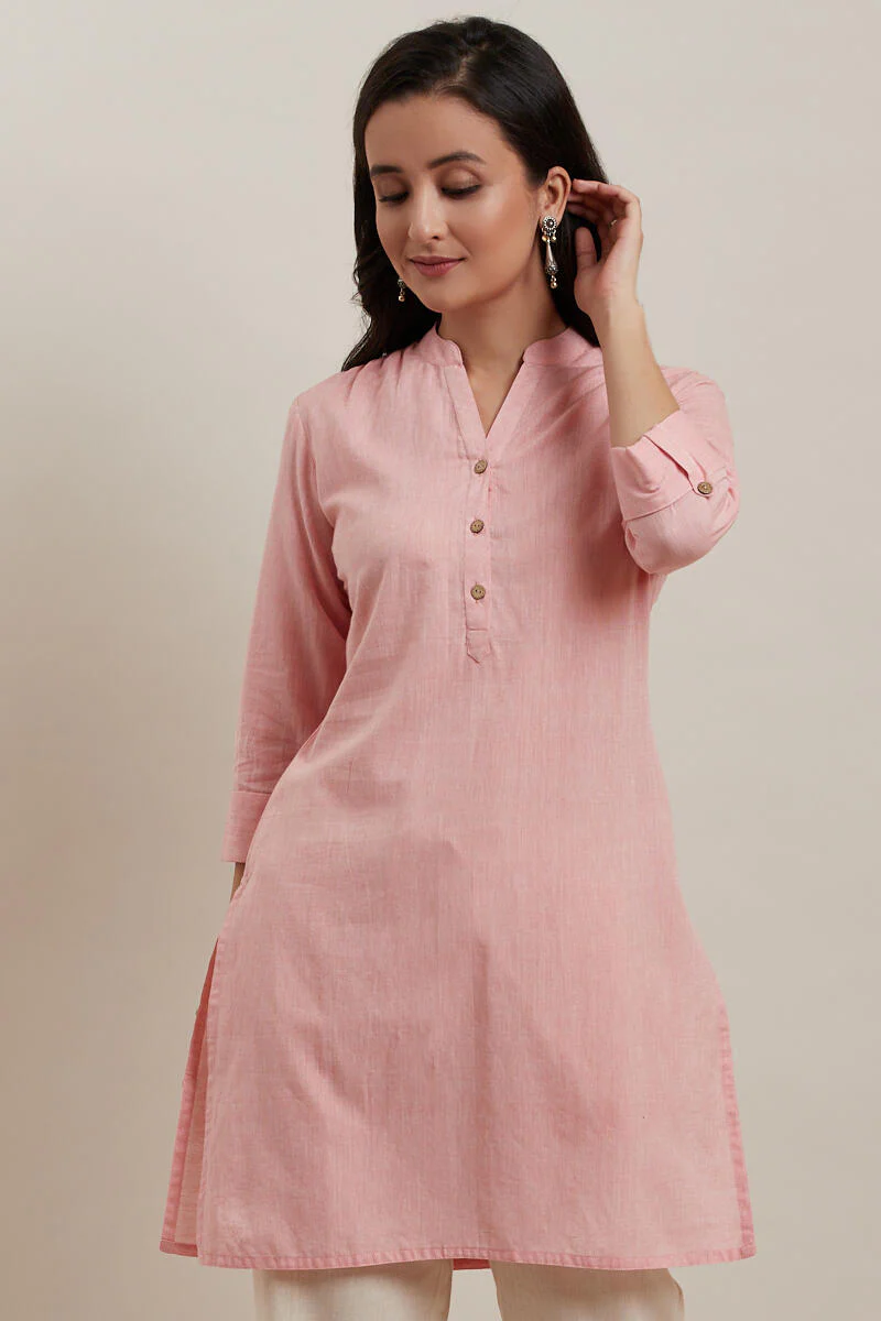 Roza Light Pink Short Kurta - Image 2