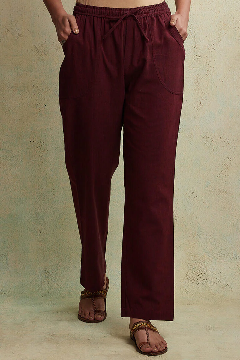 Roza Maroon Handloom Pants