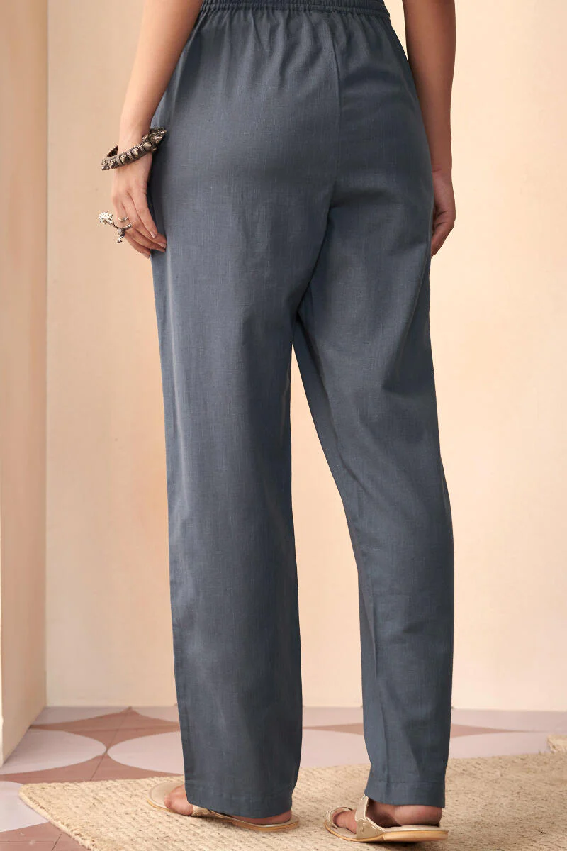 Roza Maya Blue Cotton Flax Pants - Image 4