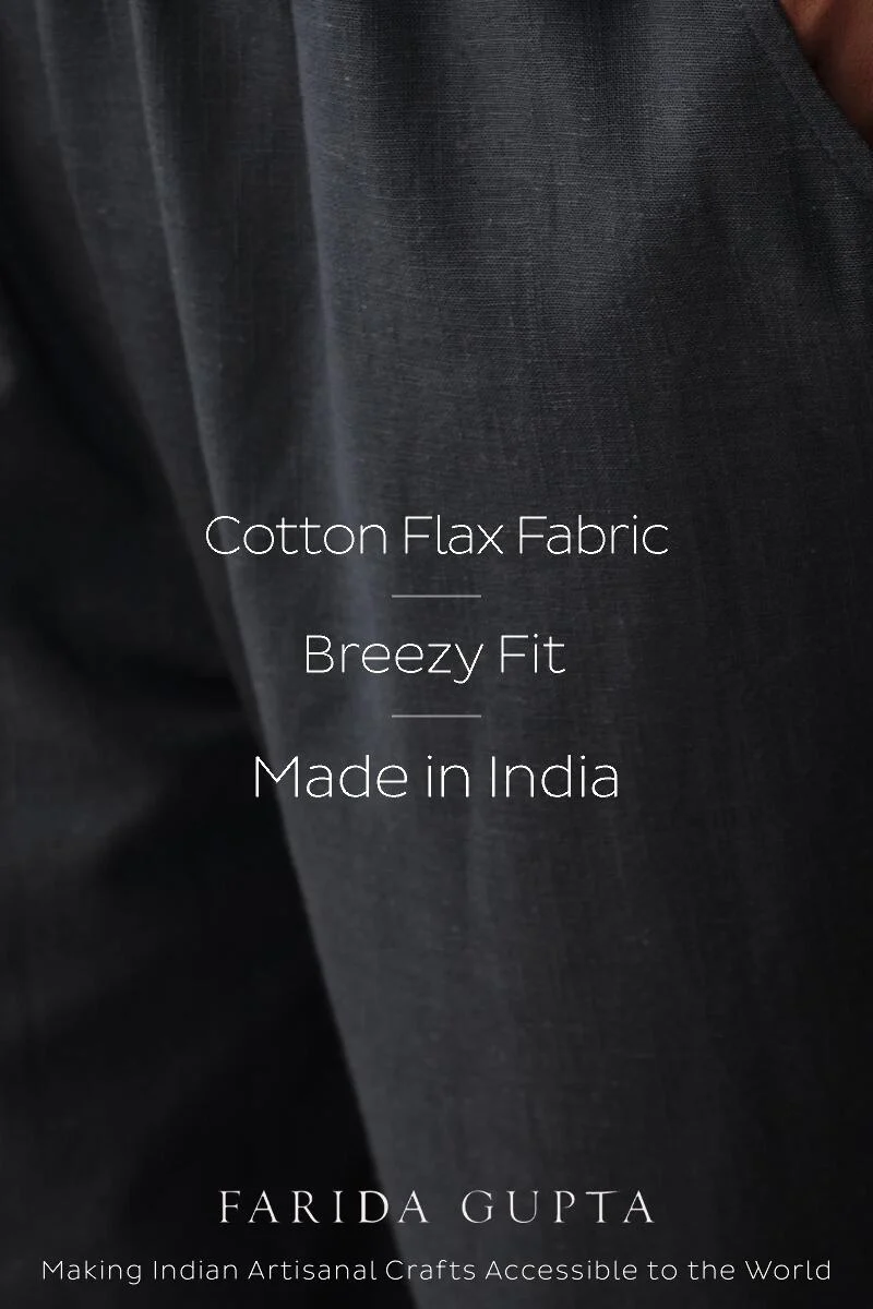 Roza Maya Blue Cotton Flax Pants - Image 5