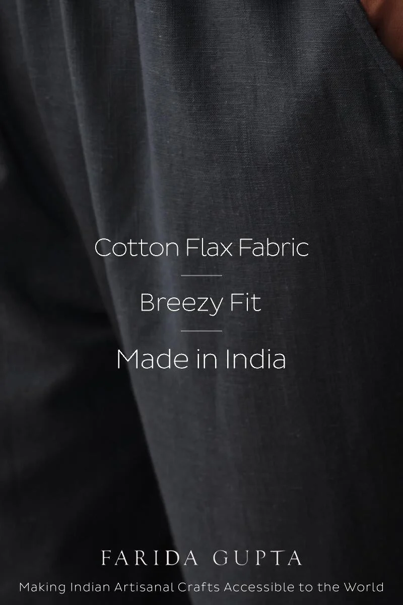 Roza Maya Blue Cotton Flax Pants - Image 5