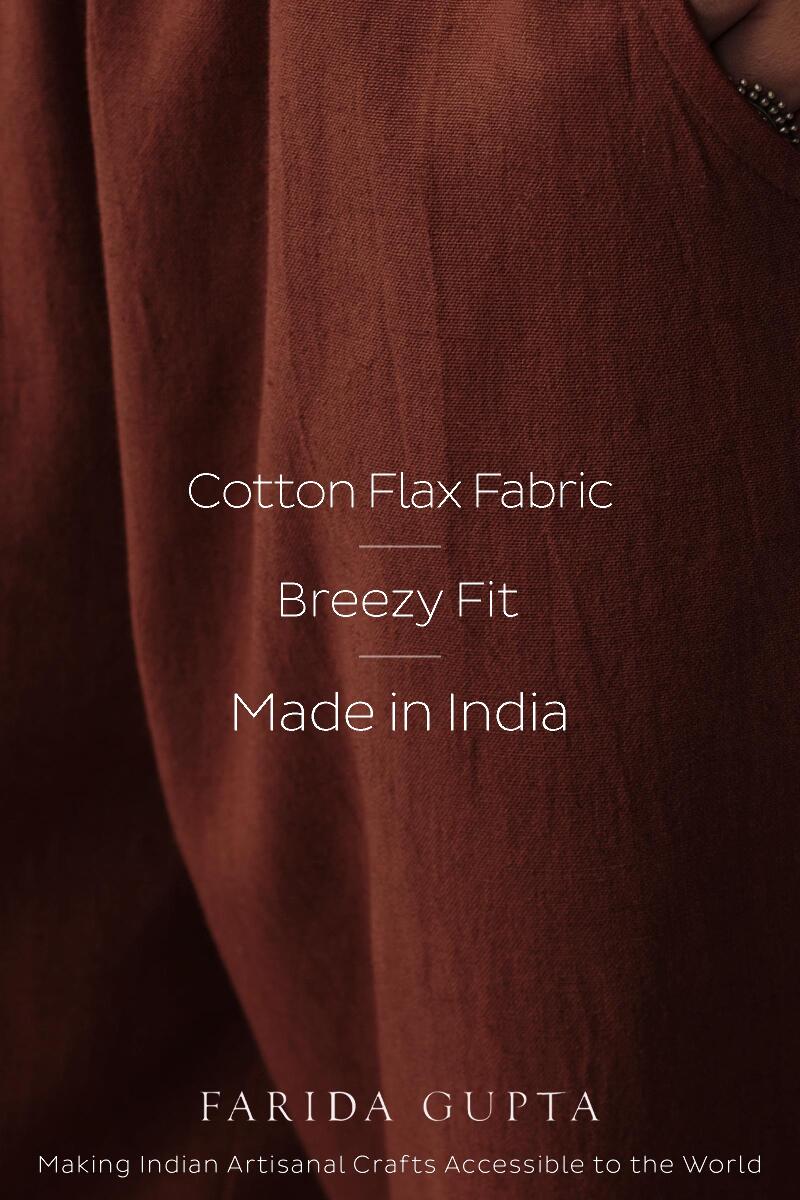 Roza Maya Red Cotton Flax Pants - Image 5