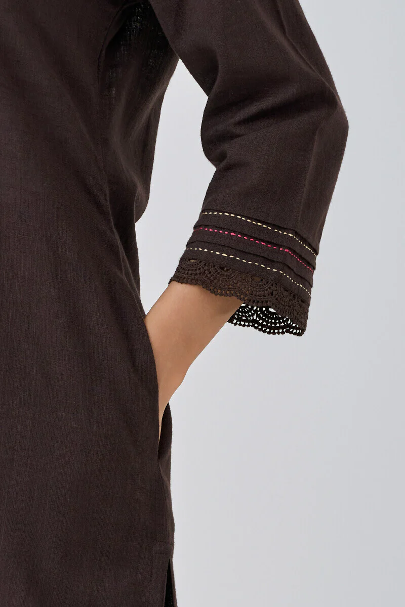 Roza Mehnaz Brown Kurta - Image 5