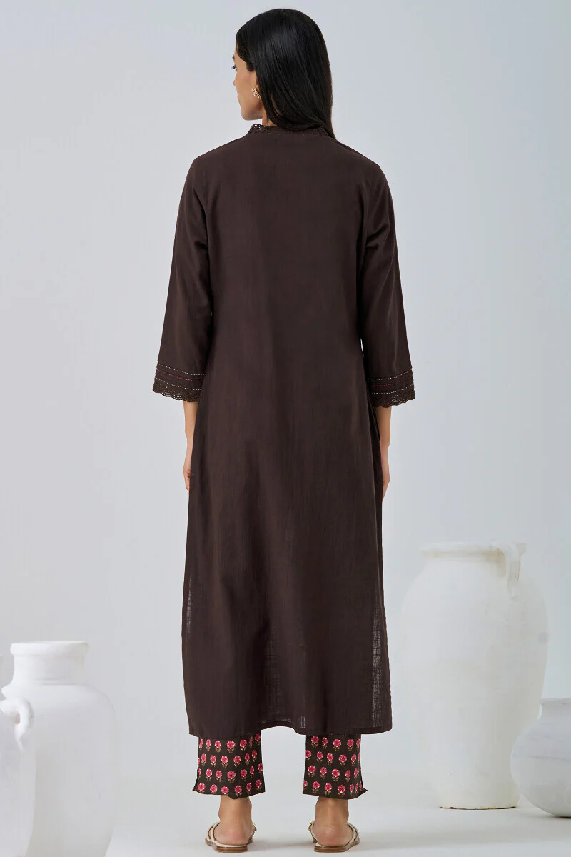 Roza Mehnaz Brown Kurta - Image 6