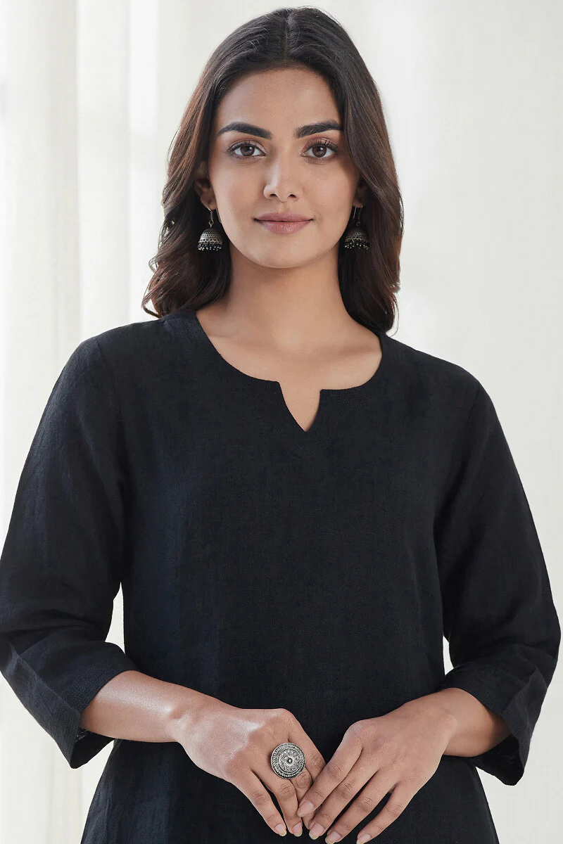Roza Mirza Linen Black Kurta
