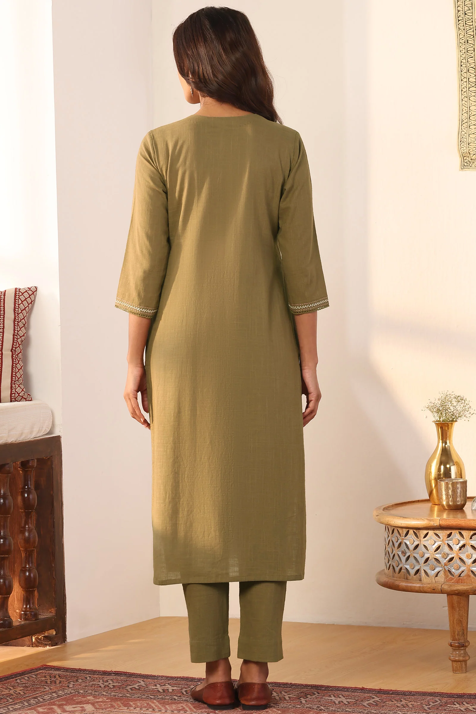Roza Naaz Olive Green Kurta - Image 7