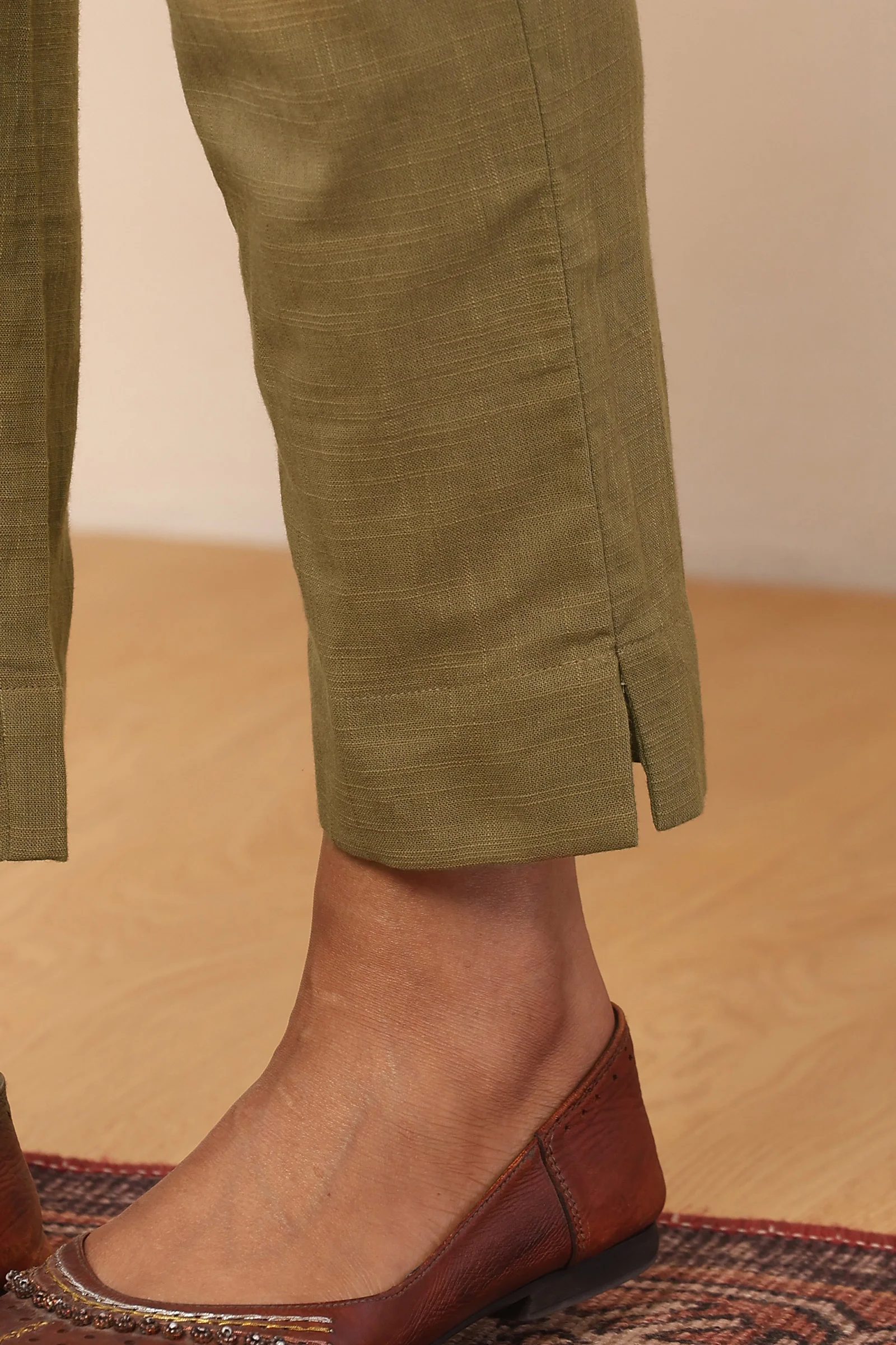 Roza Naaz Olive Green Narrow Pants - Image 2