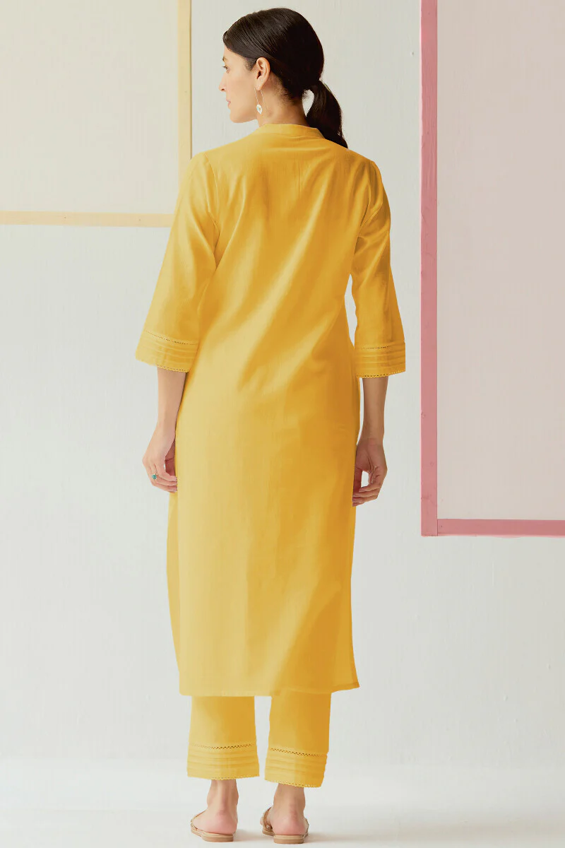 Roza Nida Lemon Yellow Kurta - Image 6