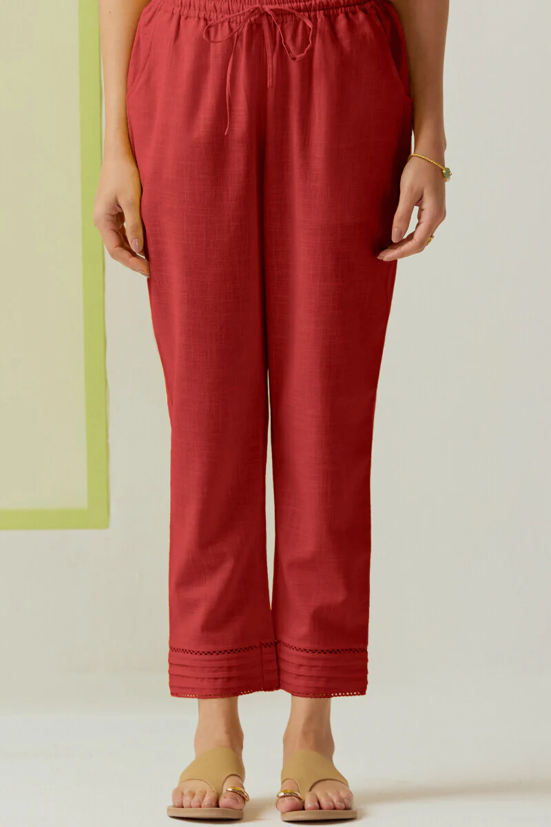 Roza Nida Red Narrow Pants