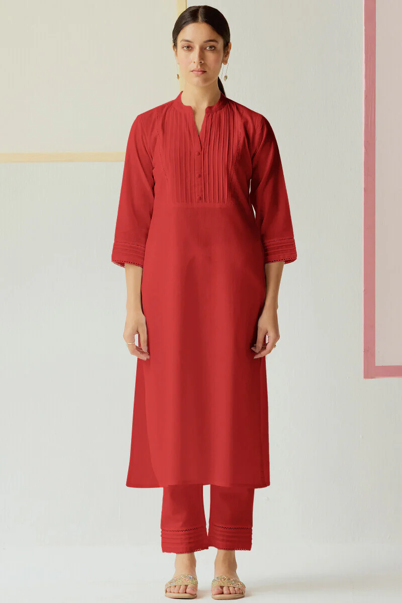 Roza Nida Red Narrow Pants - Image 3