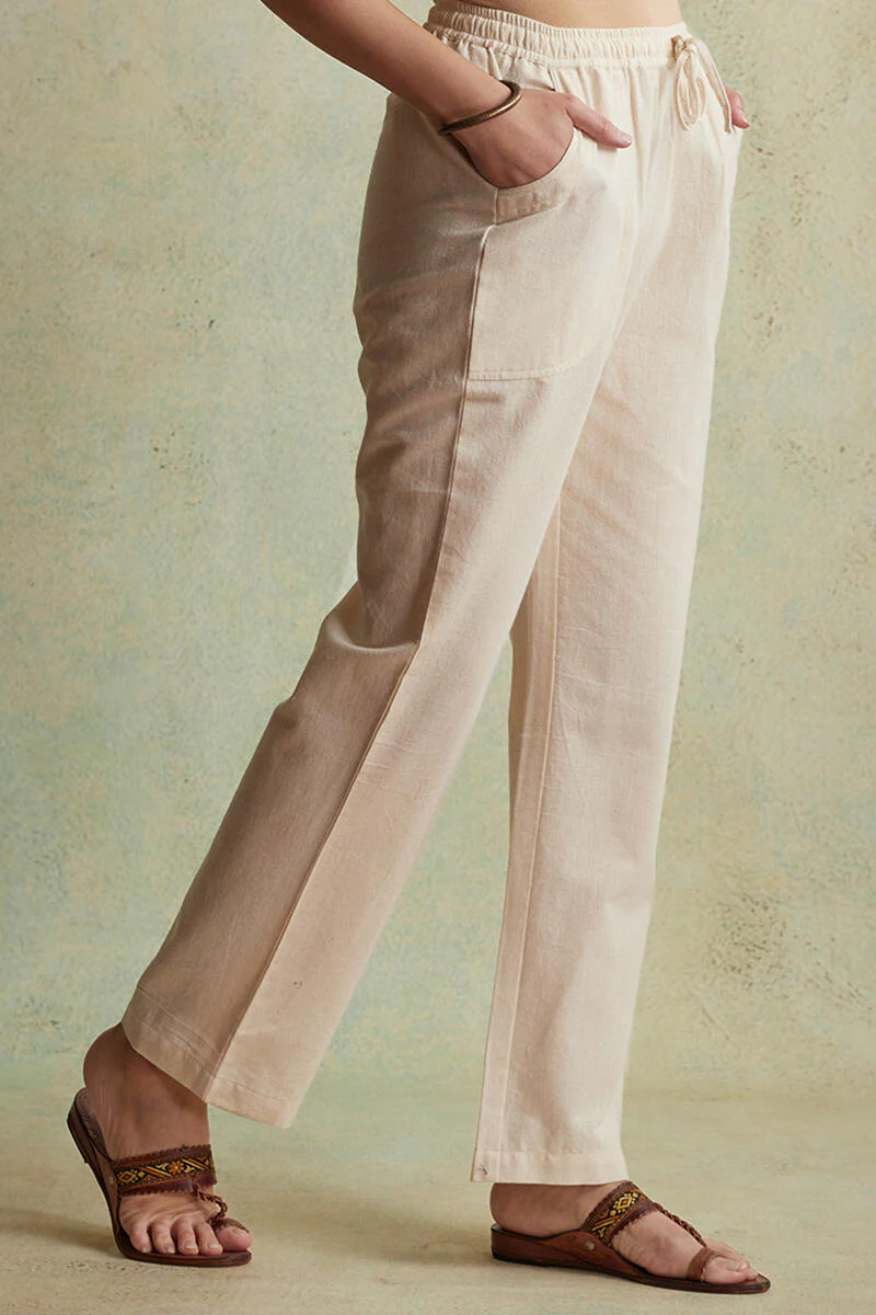 Roza Nihad Beige Handloom Pants - Image 2