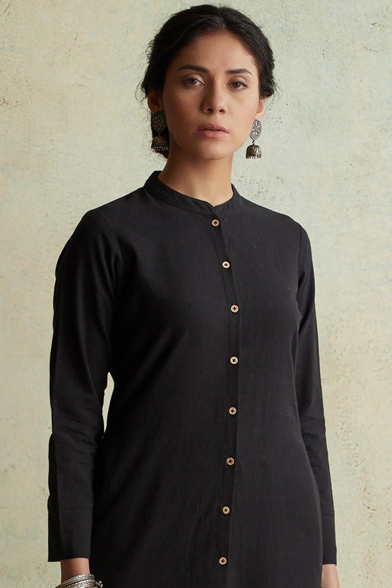 Roza Nihad Black Handloom Kurta - Image 5