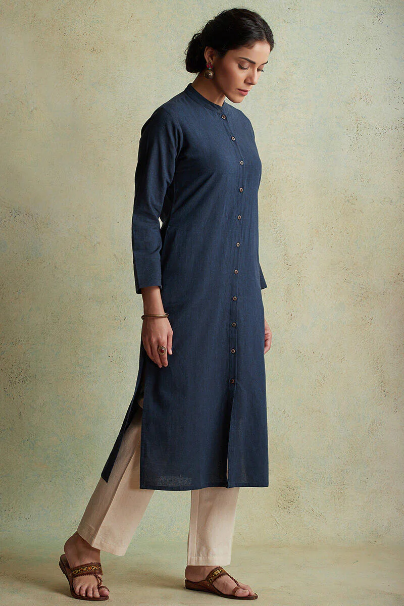 Roza Nihad Indigo Handloom Kurta - Image 3
