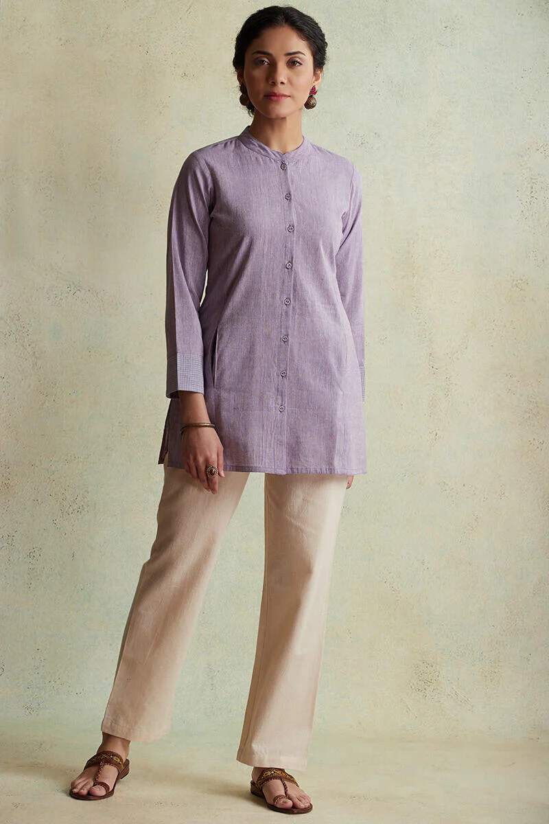 Roza Nihad Lavender Handloom Kurti