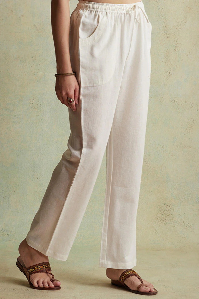 Roza Nihad Off-White Handloom Pants - Image 2