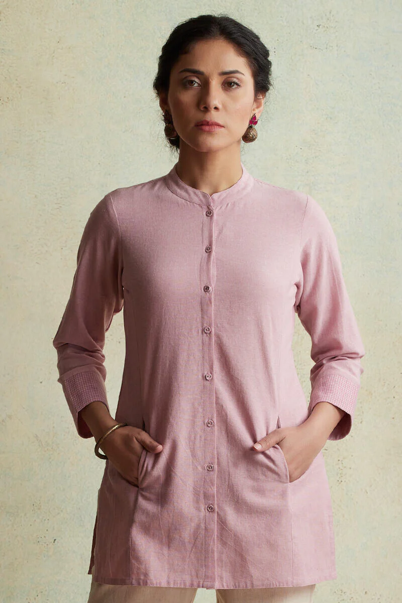 Roza Nihad Pink Handloom Kurti - Image 2