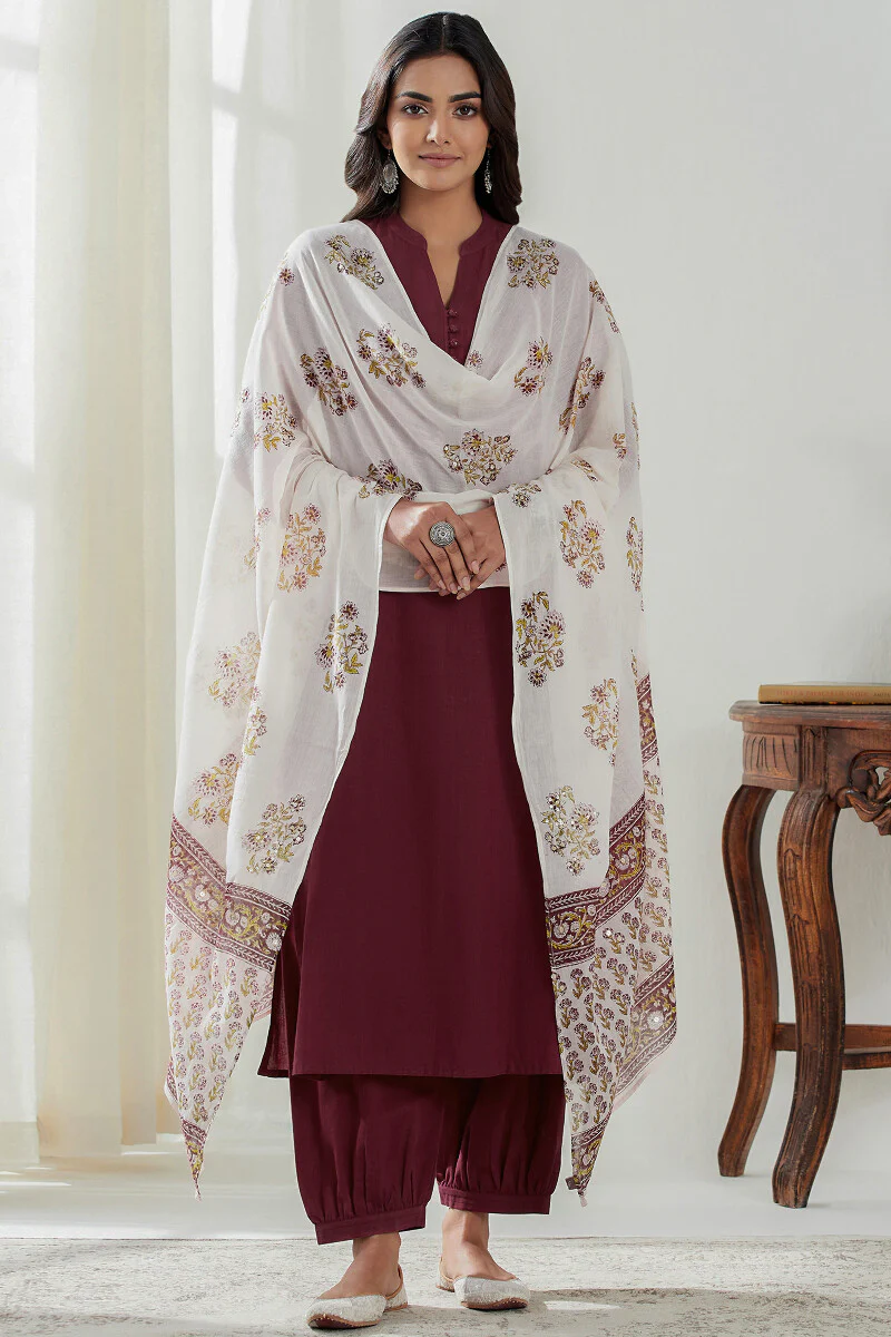 Roza Nysa Maroon Handloom Izhaar Pants - Image 3