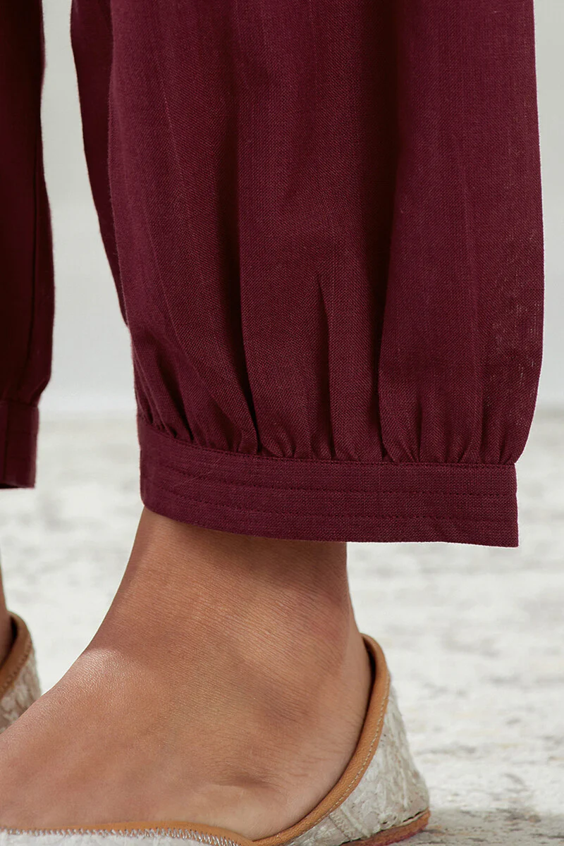 Roza Nysa Maroon Handloom Izhaar Pants - Image 4