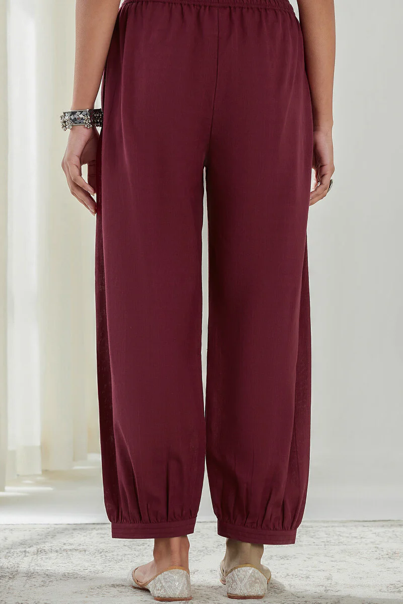 Roza Nysa Maroon Handloom Izhaar Pants - Image 5